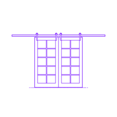 Buildings Surface Mounted Doors Bi Parting Glass Grid 10 Panels Line Art Illustration Svg, Free Vectors File